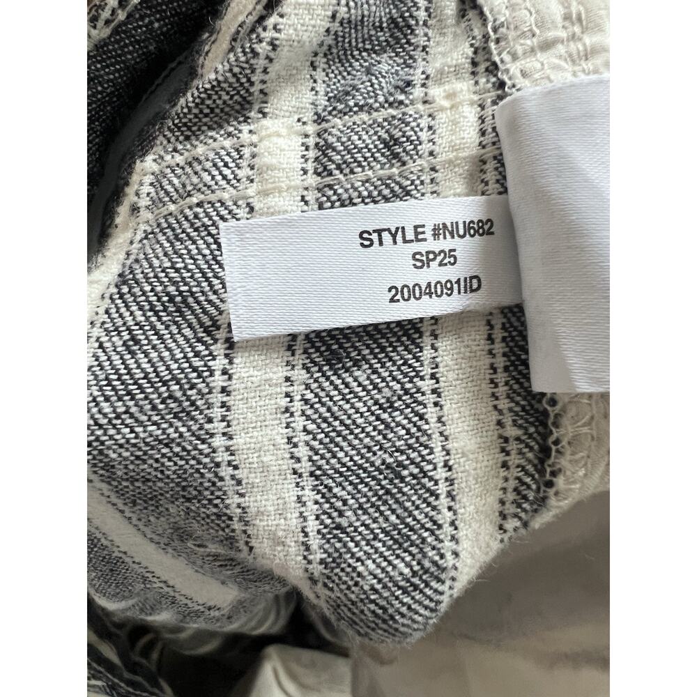 Madewell Zoe Relaxed Wide Pants Linen Blend Navy White Stripe Sz 4 High Rise - Picture 7 of 8